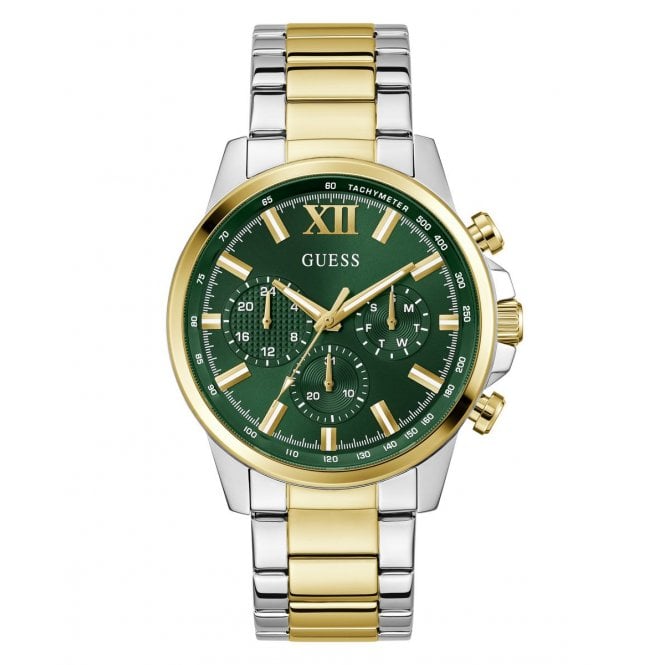 Guess Watches Guess Gents Walker Green Dial Two Tone Stainless Steel Watch