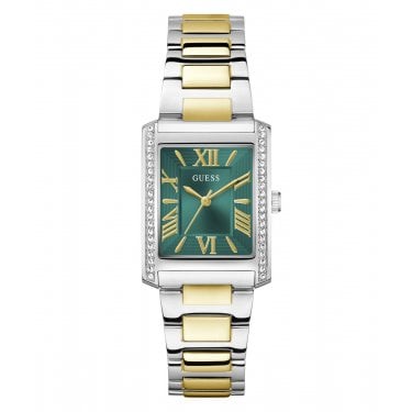 Guess Ladies Bonnie Rectangular Two Tone Stainless Steel Watch