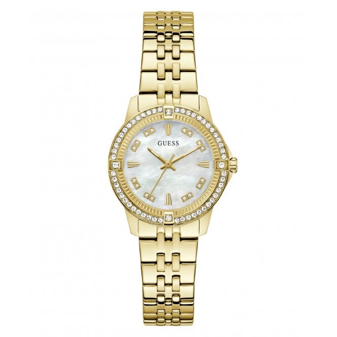 Guess Watches Guess Ladies Colette Mother of Pearl Dial Gold Tone Stainless Steel Watch