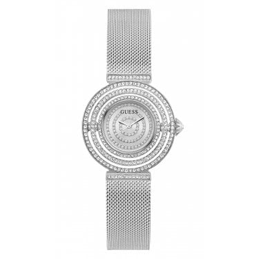 Guess Ladies Dream CZ Stainless Steel Mesh Strap Watch