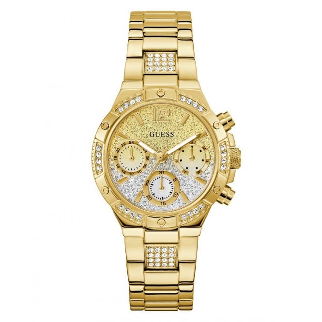 Guess Watches Guess Ladies Harlow CZ Gold Tone Stainless Steel Watch