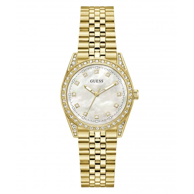 Guess Watches Guess Ladies Jada Mother Of Pearl Dial Gold Tone Stainless Steel Watch
