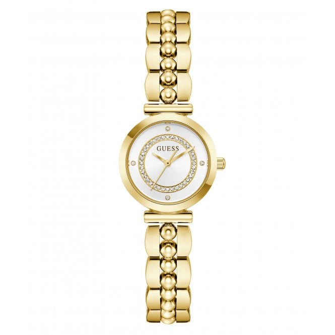 Guess Watches Guess Ladies Leena White Dial Gold Tone Stainless Steel Watch