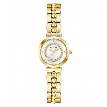 Guess Ladies Leena White Dial Gold Tone Stainless Steel Watch