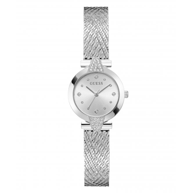 Guess Watches Guess Ladies Louisa Silver Dial Mesh Strap Watch