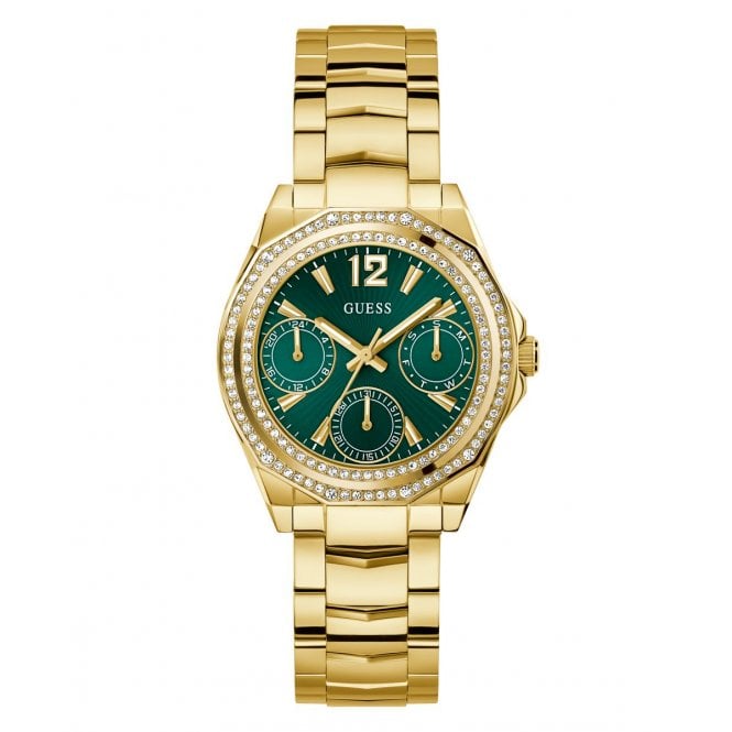 Guess Watches Guess Ladies Ritzy Green Dial Gold Tone Stainless Steel Watch