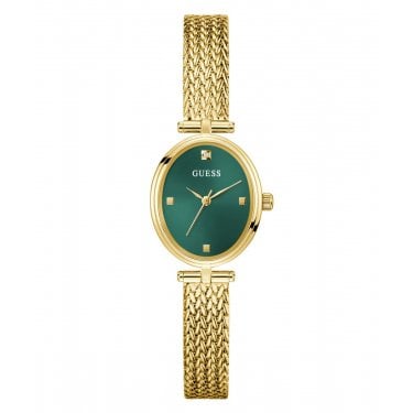 Guess Ladies Ruby Oval Dial Gold Tone Stainless Steel Mesh Strap Watch