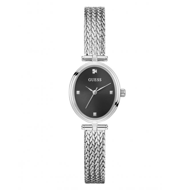Guess Watches Guess Ladies Ruby Oval Dial Stainless Steel Mesh Strap Watch