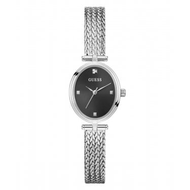 Guess Ladies Ruby Oval Dial Stainless Steel Mesh Strap Watch