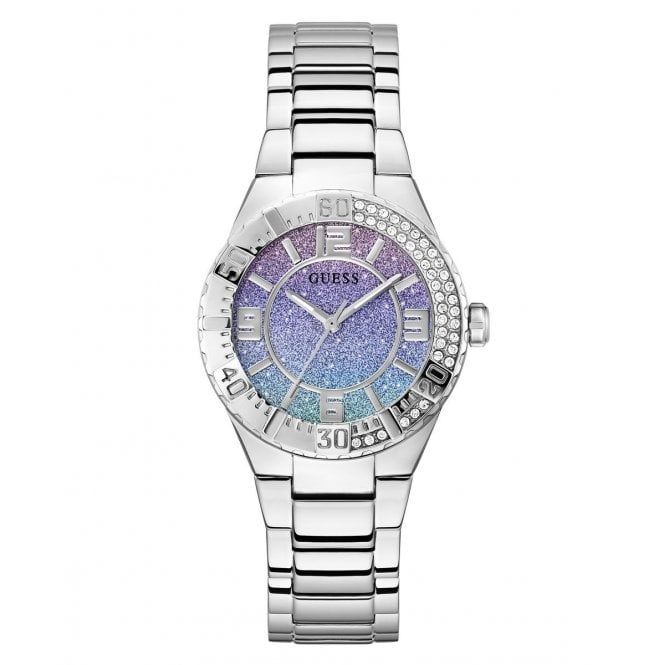 Guess Watches Guess Ladies Sangria Ombre Blue Glitz Stainless Steel Watch