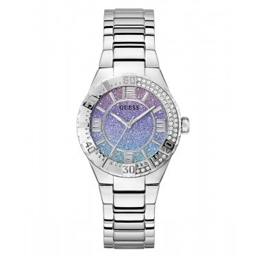 Guess Ladies Sangria Ombre Blue Glitz Stainless Steel Watch