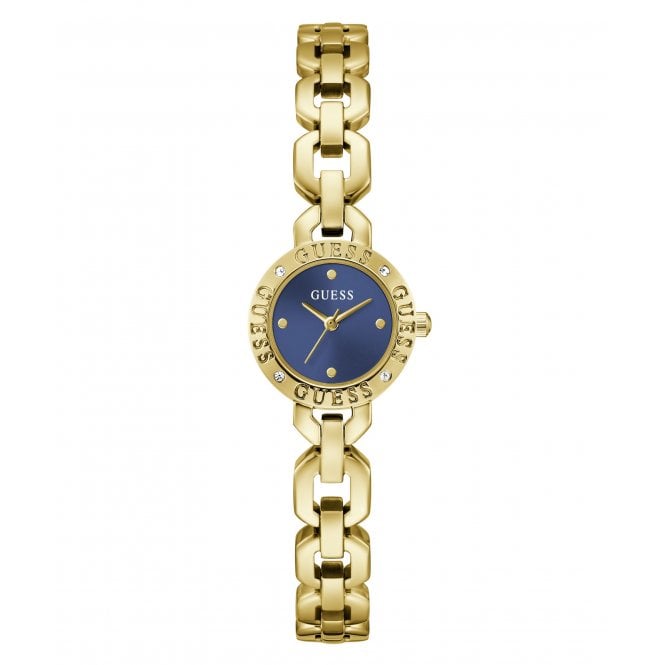 Guess Watches Guess Ladies Siren Blue Dial Gold Tone Stainless Steel Watch