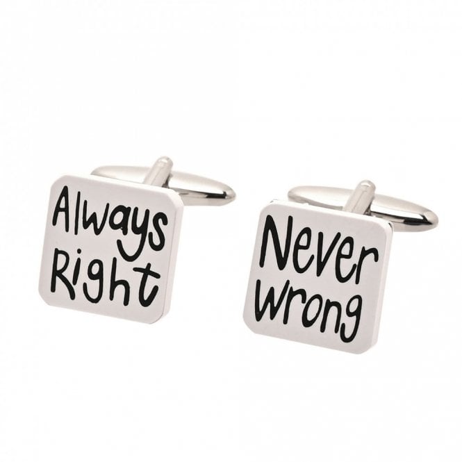 Harvey Makin  'Always Right' 'Never Wrong' Cufflinks H40, W64, D78mm