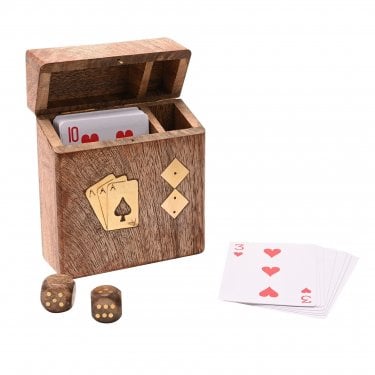 Harvey Makin Pack of Playing Cards & Dice In Wooden Box 12 x 10 x 4cm
