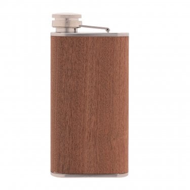 Harvey Makin Rectangular Brown Hip Flask 9oz, 15.8cm x 3.2cm x 7.5cm