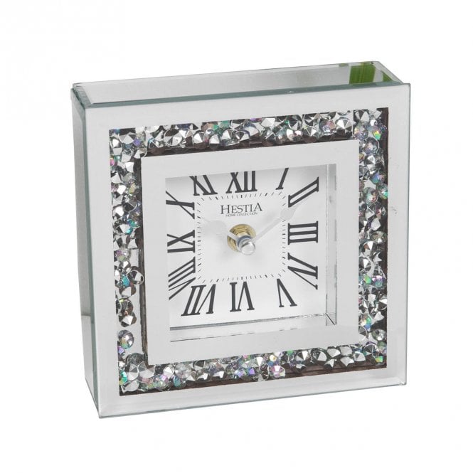 Hestia  Crystal Border Mantel Clock 14.8 x 4.4 x 15.2cm