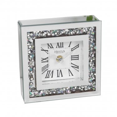 Hestia Crystal Border Mantel Clock 14.8 x 4.4 x 15.2cm