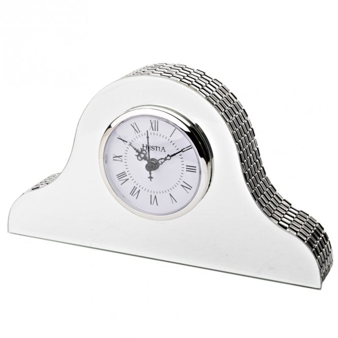 Hestia  Glass Mirror Napoleon Mantel Clock 13.5 x 23.2 x 5.4cm