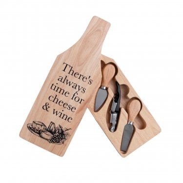 Heista Cheese & Wine Set in Wooden Case 3.5 x 32.2 x 11.4cm 