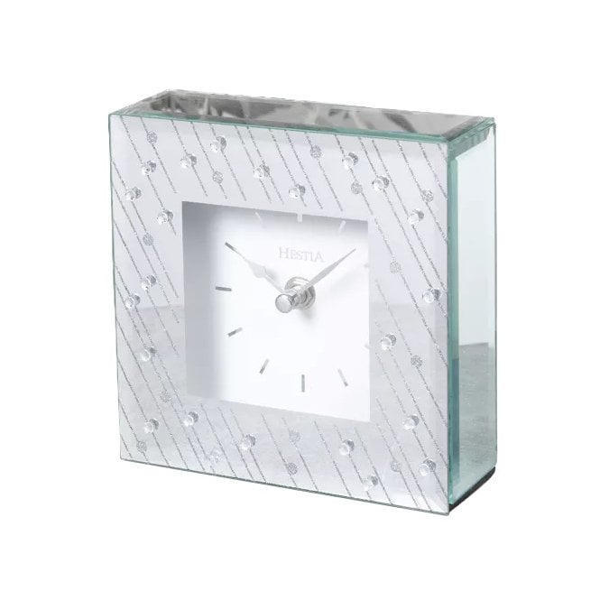 Hestia  Mirror Glass Raindrop Design Mantel Clock 15 x 15 x 5cm