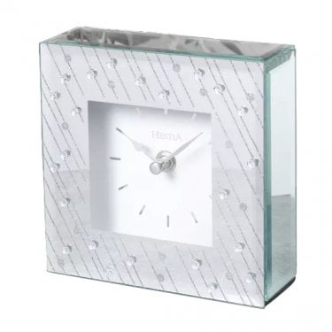 Hestia Mirror Glass Raindrop Design Mantel Clock 15 x 15 x 5cm