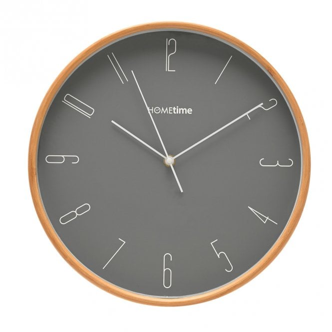 Hometime  Dark Grey Dial Bamboo Wall Clock 32 x 32 x 4.6cm