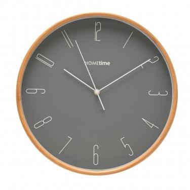 Hometime Dark Grey Dial Bamboo Wall Clock 32 x 32 x 4.6cm