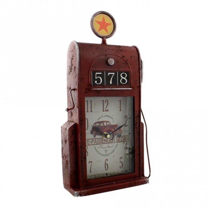 Gifts Hometime Metal Mantel Clock - Petrol Pump 350 x 170mm