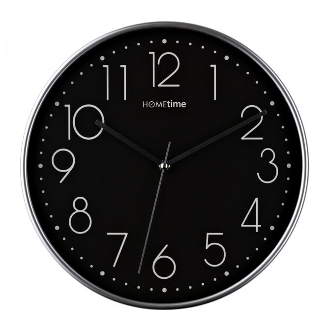 Hometime  Round Black Wall Clock 30 x 30 x 4cm