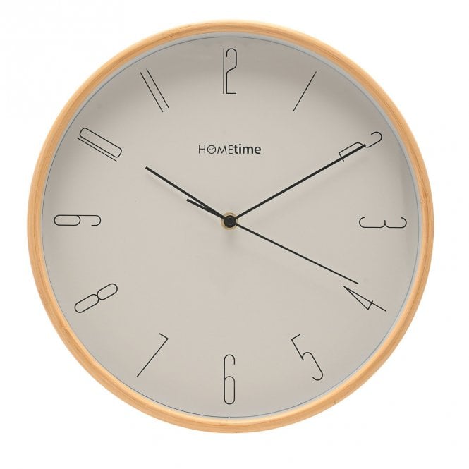 Hometime  White Dial Bamboo Wall Clock 32 x 32 x 4.8cm