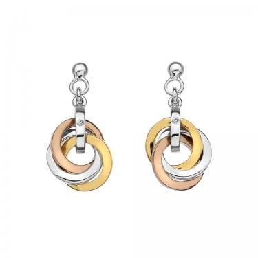 Hot Diamonds Calm Trio Three Tone Drop Earrings 2.3 x 1.2cm