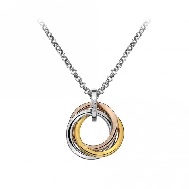 Hot Diamonds  Calm Trio Three Tone Necklace 1.7 x 2.4cm, 40-45cm 