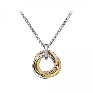 Hot Diamonds Calm Trio Three Tone Necklace 1.7 x 2.4cm, 40-45cm 