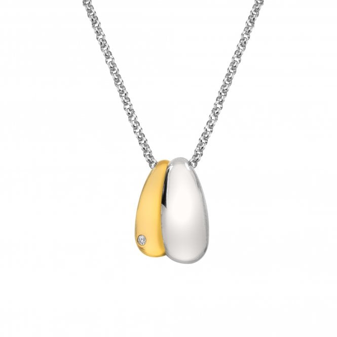 Hot Diamonds  Droplet Two Tone Necklace 1 x 1.5cm, 40cm + 5cm
