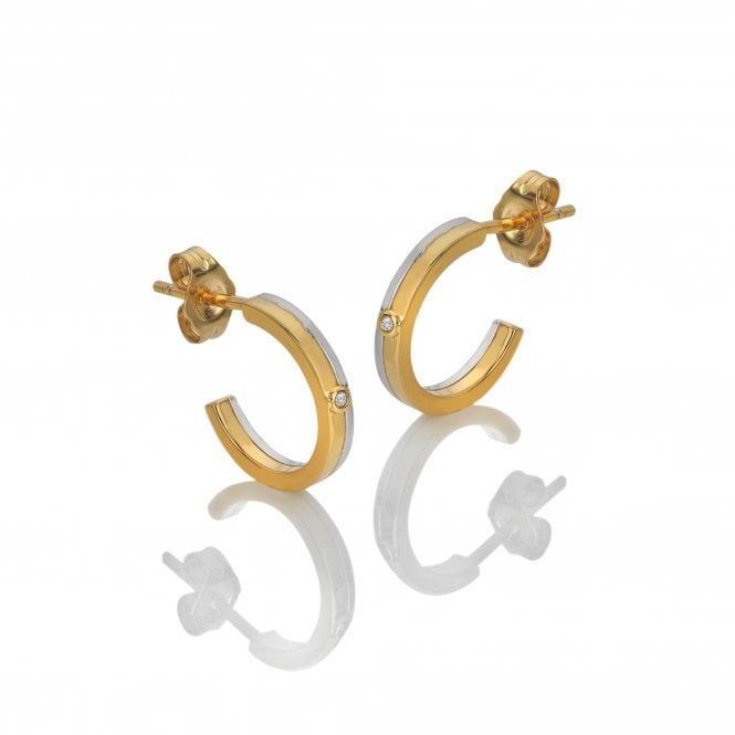 Hot Diamonds  Parellel Two Tone Hoop Earrings 11mm