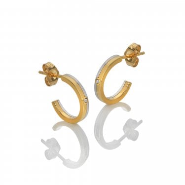 Hot Diamonds Parellel Two Tone Hoop Earrings 11mm
