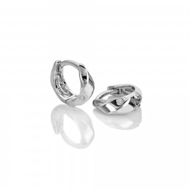 Hot Diamonds Ridge Huggie Hoop Earrings 8mm