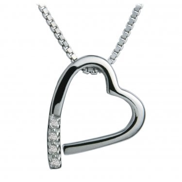Hot Diamonds Romantic Heart Necklace 1.5cm, 40-45cm
