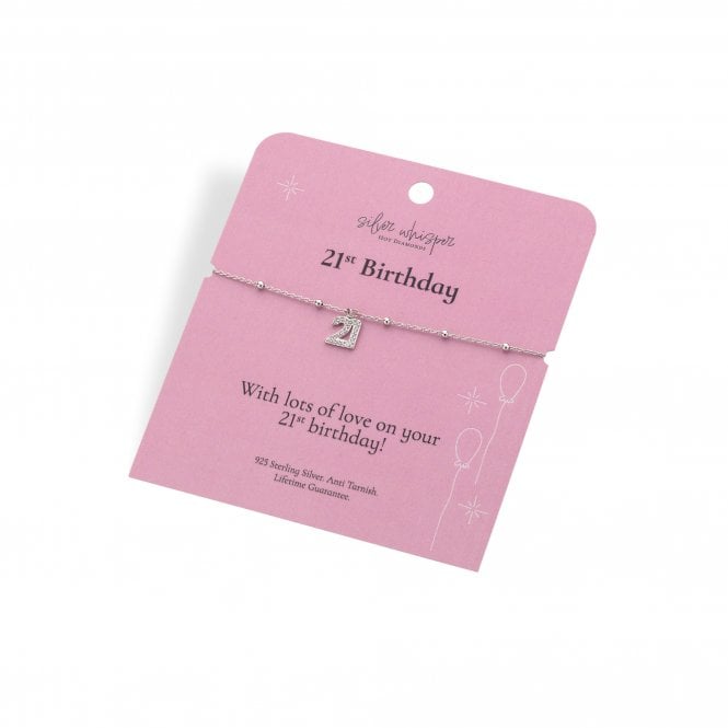 Hot Diamonds  Silver Whisper '21st Birthday' Bracelet 16cm + 4cm 