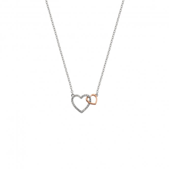 Hot Diamonds  Togetherness Open Heart Two Tone Necklace 1.7 x 1.3cm, 40-45cm 