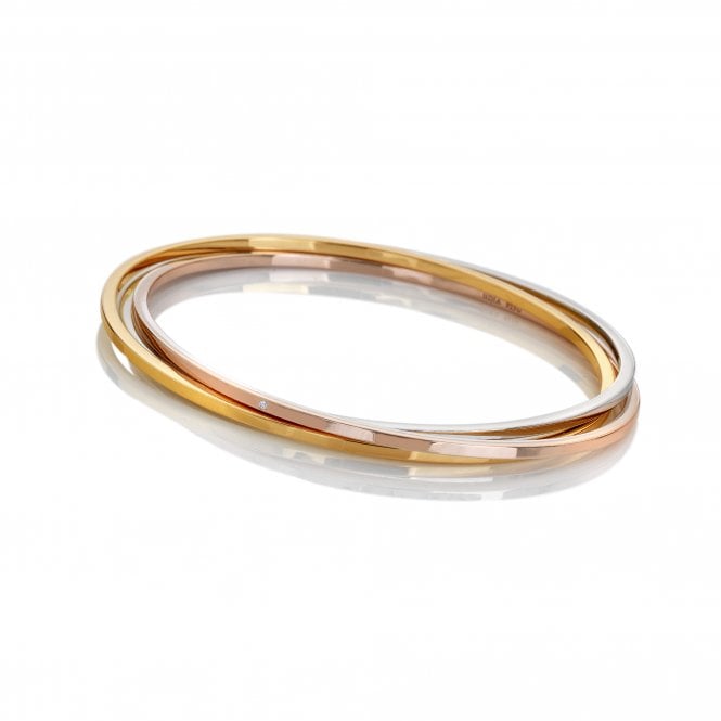 Hot Diamonds  Trio Three Tone Interlocking Bangle 6.5cm