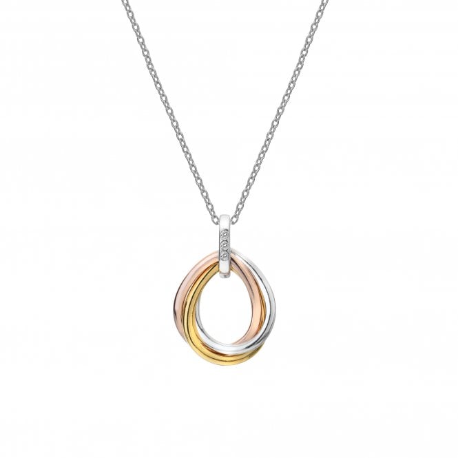 Hot Diamonds  Trio Three Tone Teardrop Necklace 2.6cm, 18-22