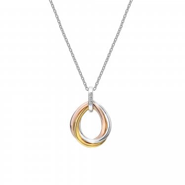 Hot Diamonds Trio Three Tone Teardrop Necklace 2.6cm, 18-22"
