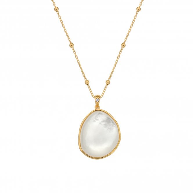 Hot Diamonds x Golden Edit  Calm Gold Tone Mother Of Pearl Necklace 1.7 x 2.6cm, 40-45cm