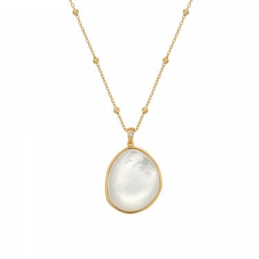 Hot Diamonds x Golden Edit Calm Gold Tone Mother Of Pearl Necklace 1.7 x 2.6cm, 40-45cm