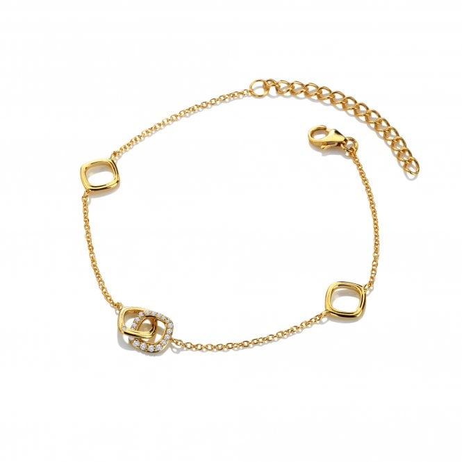 Hot Diamonds x Golden Edit  Connected Gold Tone Bracelet 17 - 21cm