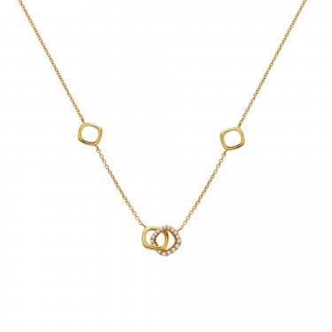 Hot Diamonds x Golden Edit Connected Gold Tone Necklace 40cm + 5cm 