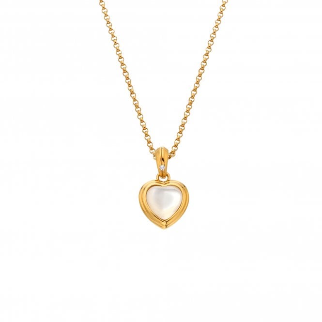 Hot Diamonds x Golden Edit  Gold Tone Mother of Pearl Heart Necklace 1 x 0.9cm, 40-45cm