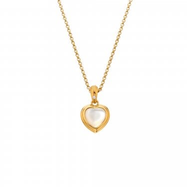 Hot Diamonds x Golden Edit Gold Tone Mother of Pearl Heart Necklace 1 x 0.9cm, 40-45cm