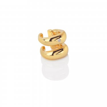 Hot Diamonds x Golden Edit Gold Tone Organic Double Ear Cuff 1cm